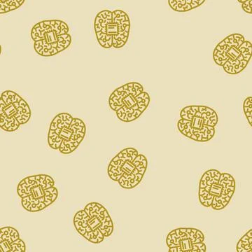 Artificial brain implant future technology line vector seamless pattern Illustrazione stock