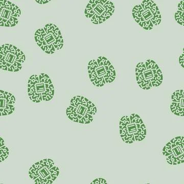 Artificial brain implant future technology glyph vector seamless pattern 스톡 일러스트