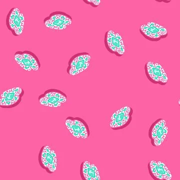 Artificial brain implant future technology isometric icon seamless pattern Stock Illustration