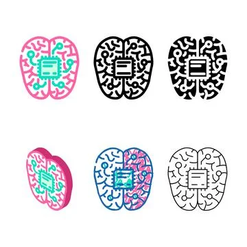 Artificial brain implant future technology color icon variants vector Stock Illustration
