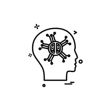 Artificial brain intelligence robo icon vector design Illustrazione stock