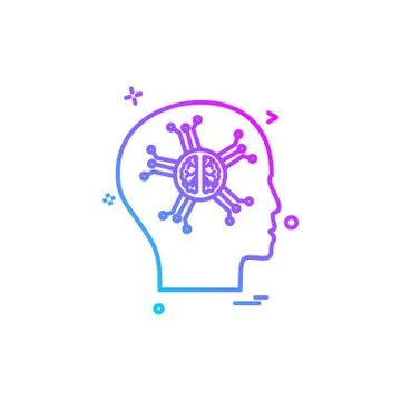 Artificial brain intelligence robo icon vector design Illustrazione stock