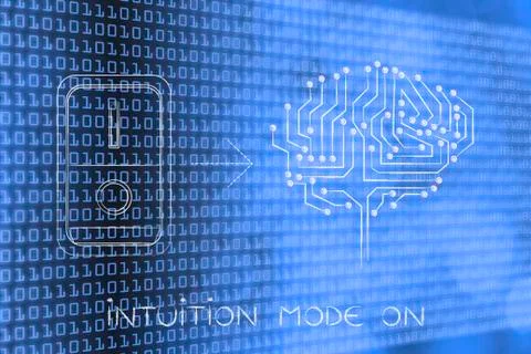 Artificial brain with switch turned on Stock Illustration