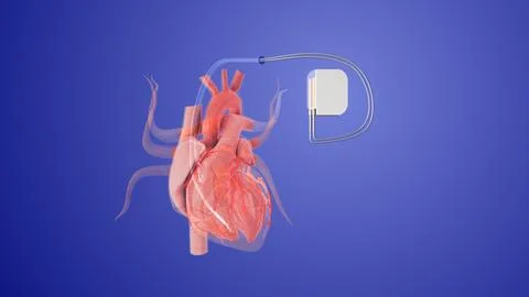 Artificial cardiac pacemaker anatomical scheme Stock Illustration