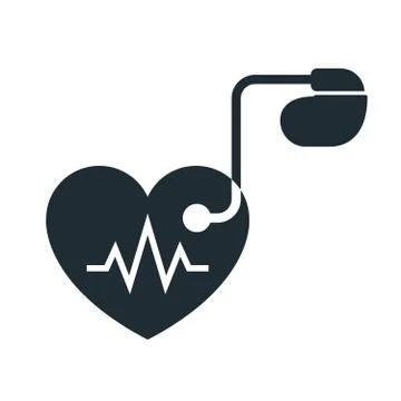 Artificial cardiac pacemaker icon with pulse tracing Stock Illustration