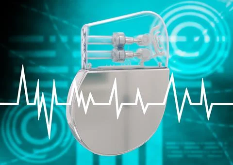 Artificial cardiac pacemaker isolated on graphic background Stock Illustration