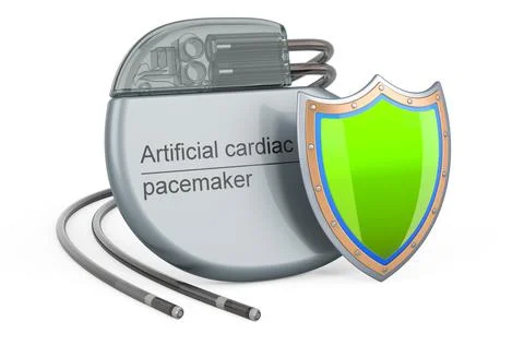 Artificial cardiac pacemaker pump with shield, 3D rendering Stock Illustration