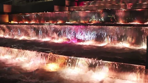 Artificial cascading waterfall in the city park. Stock Footage 221316319