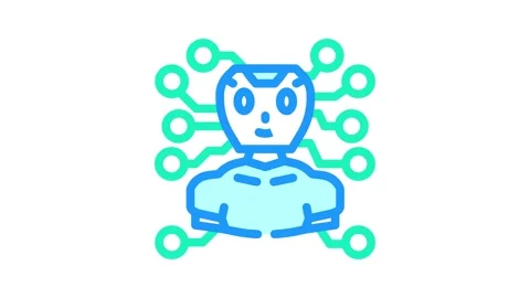 Artificial chat bot color icon animation Stockbeeldmateriaal 327270711