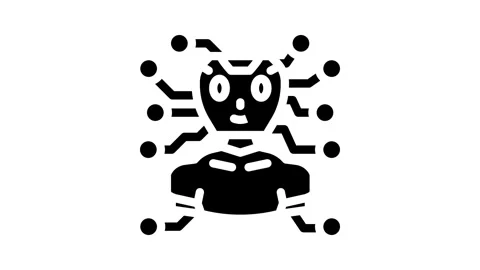 Artificial chat bot glyph icon animation Stock Footage 326745873