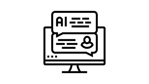 Artificial chat bot line icon animation Stockbeeldmateriaal 326136550