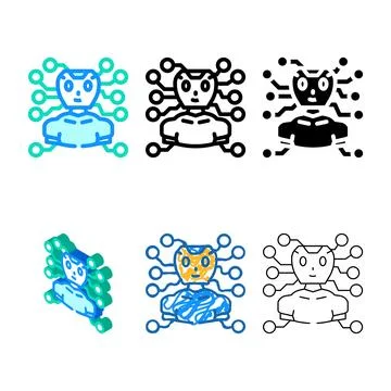 Artificial chat bot pack color icon vector 库存插图