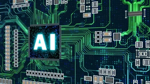 Artificial chipset animation with moving circuit lines and different mother.. Stock Footage 254937753