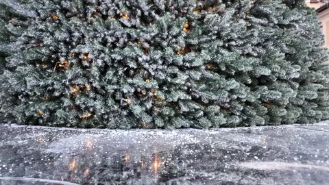 Artificial Christmas Tree Branch with LED Lights Macro Slow Motion 4K Stock Footage 327482799