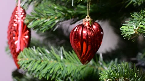 Artificial christmas tree decoration close up Stock Footage 145122503