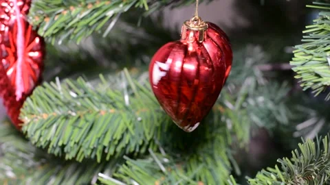 Artificial christmas tree decoration close up Stock Footage 145122504