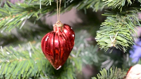 Artificial christmas tree decoration close up Stock Footage 145122510