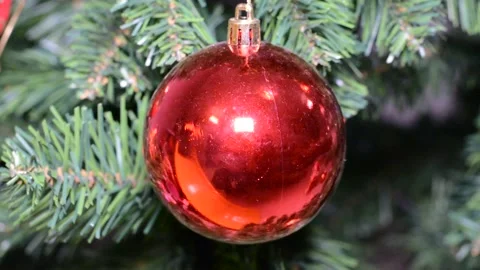 Artificial christmas tree decoration close up Видео 145122648