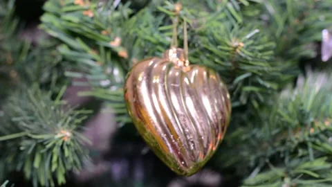 Artificial christmas tree decoration close up Stock Footage 145122801