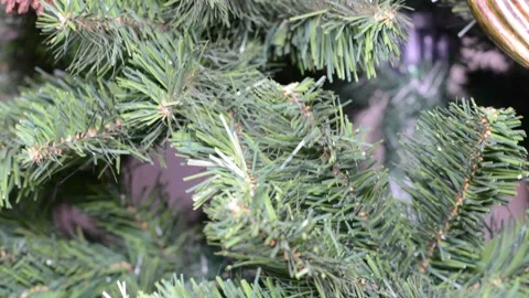 Artificial christmas tree decoration close up Stock Footage 145122921