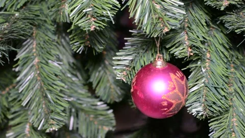 Artificial christmas tree decoration close up Stock Footage 145122923