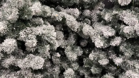 Artificial christmas tree display with snow effect Stock Footage 320127986
