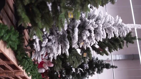 Artificial Christmas trees vertical video Stock Footage 258504108