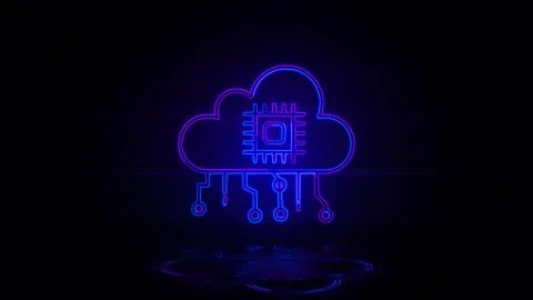 Artificial cloud in neon effect mp4 video Stock Illustration
