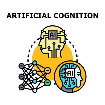 Artificial cognition concept connecting neural network and machine thinking Stock Illustration