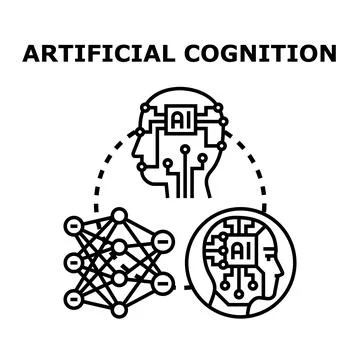 Artificial cognition concept connecting neural network and machine thinking Stock Illustration