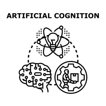Artificial cognition illustrates a complex system integrating a circuit board Stock Illustration