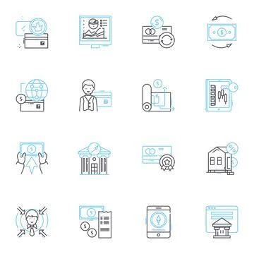 Artificial computing linear icons set. Intelligence, Robotics, Automation Stock Illustration