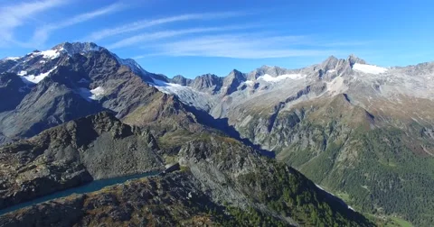 Artificial dam - Aerial view 4k - High Mountain Video stock 68093060