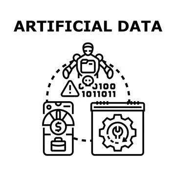 Artificial data concept generating new digital information Stock Illustration