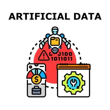Artificial data concept generating new digital information Stock Illustration