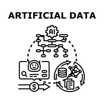 Artificial data generation processing machine learning concept Ilustración de archivo