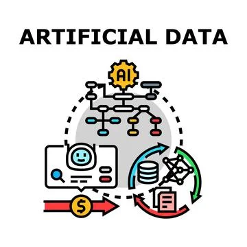 Artificial data generation processing machine learning concept イラスト素材