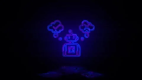 Artificial decision intelligence in neon effect mp4 video Stock Illustration