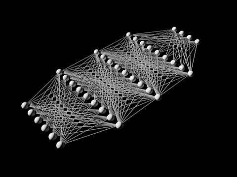 Artificial deep neural network, 3 d render Stockillustratie