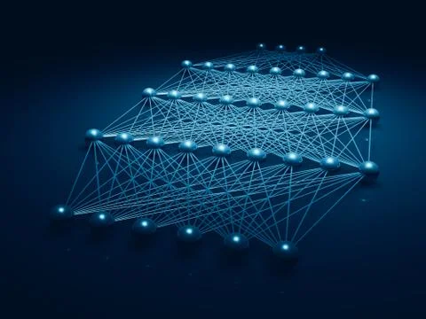 Artificial deep neural network, 3d structure Stock Illustration