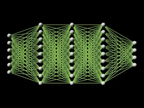 Artificial deep neural network, schematic 3d Stock Illustration