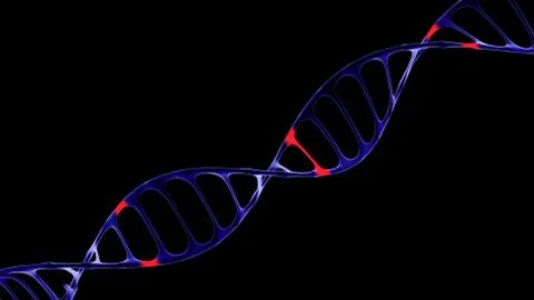 Artificial DNA molecule, the concept of artificial intelligence, on a dark ba Illustrazione stock