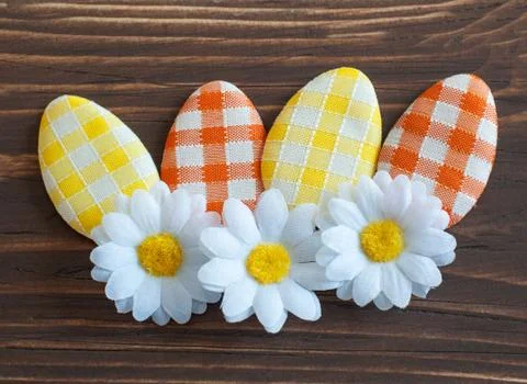 Artificial Easter eggs with flower Stock Photos