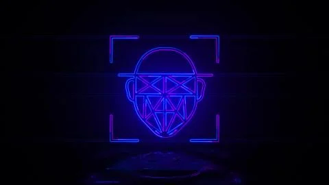 Artificial facial intelligence in neon effect mp4 video Stock Illustration