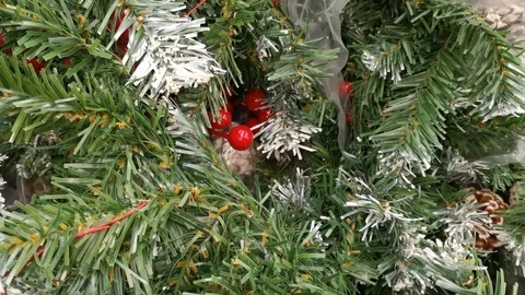 Artificial fir-tree branches for decoration Stock Footage 124405884