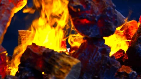 Artificial fire imitation for the fireplace Stock Footage 129009963