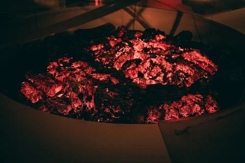 Artificial fire room room. Soft selective focus. Stock Photos