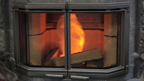 Artificial fireplace with artificial yellow flame Video stock 90490663