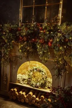 Artificial fireplace Stock Photos