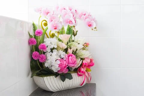 Artificial flower in the vase Stock Photos